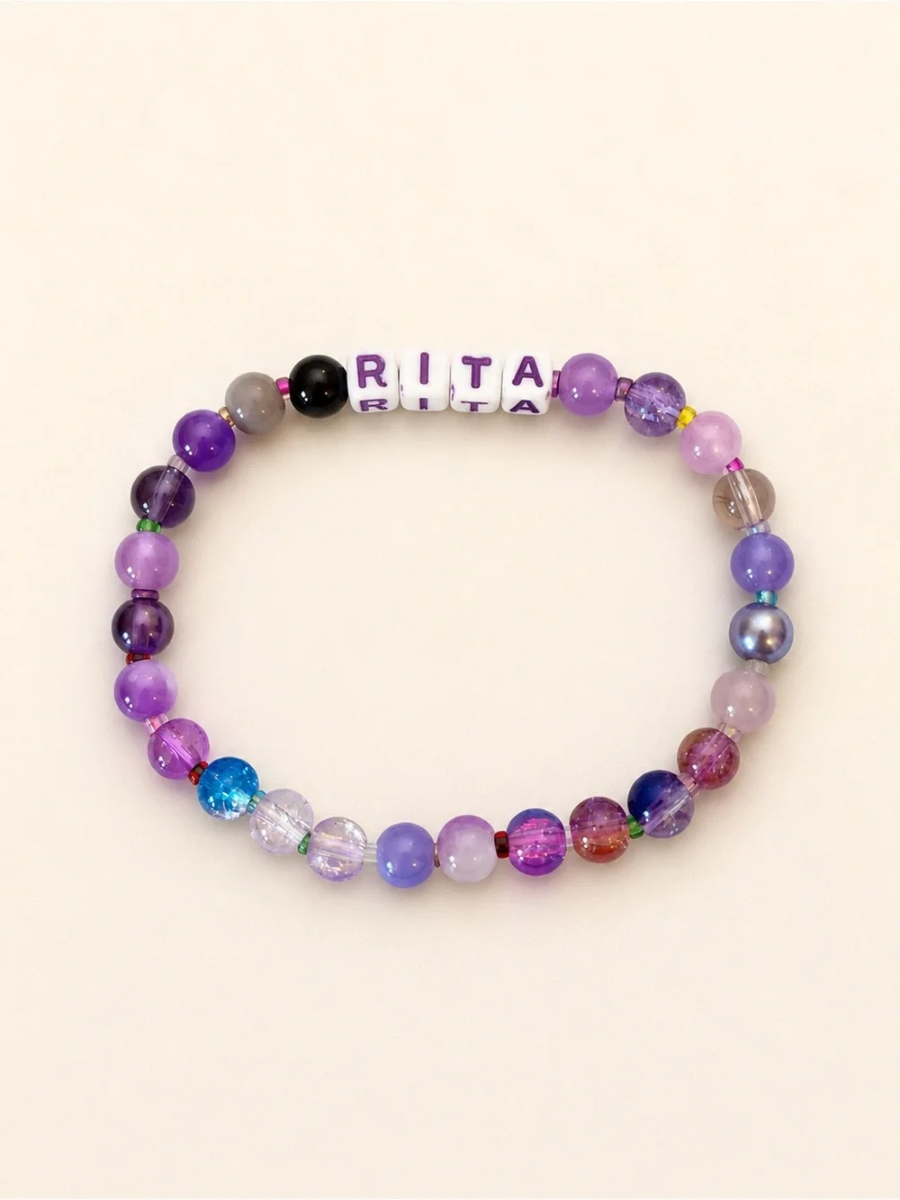Rita Purple Beaded Stretch Cat Collar 9”